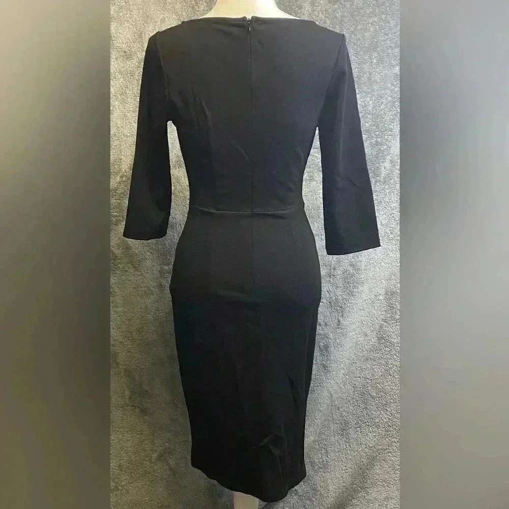 AISIZE Women's Retro Ruched Elegant Business Pencil Sheath Dress size Small - Picture 7 of 12